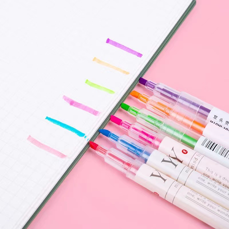 Pluma fluorescente de doble cabeza única creativa marcado marcador estudiante graffiti pluma color caramelo pintura acuarela pluma