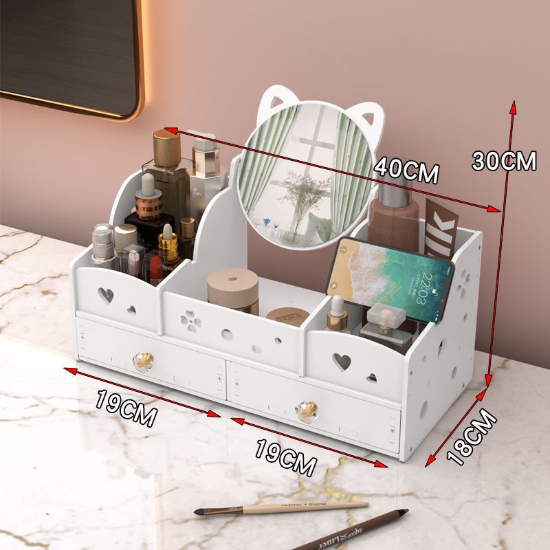 Espejo de maquillaje espejo portátil chica Internet celebridad escritorio vestidor espejo estudiante dormitorio tocador simple espejo con caja de almacenamiento