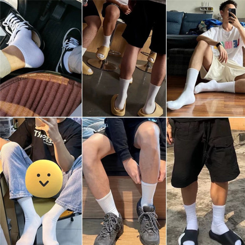 Mid-calf socks men's autumn and winter solid color cotton socks stockings sports girdle basketball socks Zhuji pure cotton men's socks wholesale