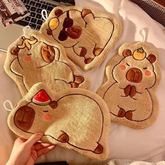 新品カートゥーンカピバラ拭きタオル掛け式トイレ吸水タオル珊瑚絨毛子供ハンカチ掛けタオル