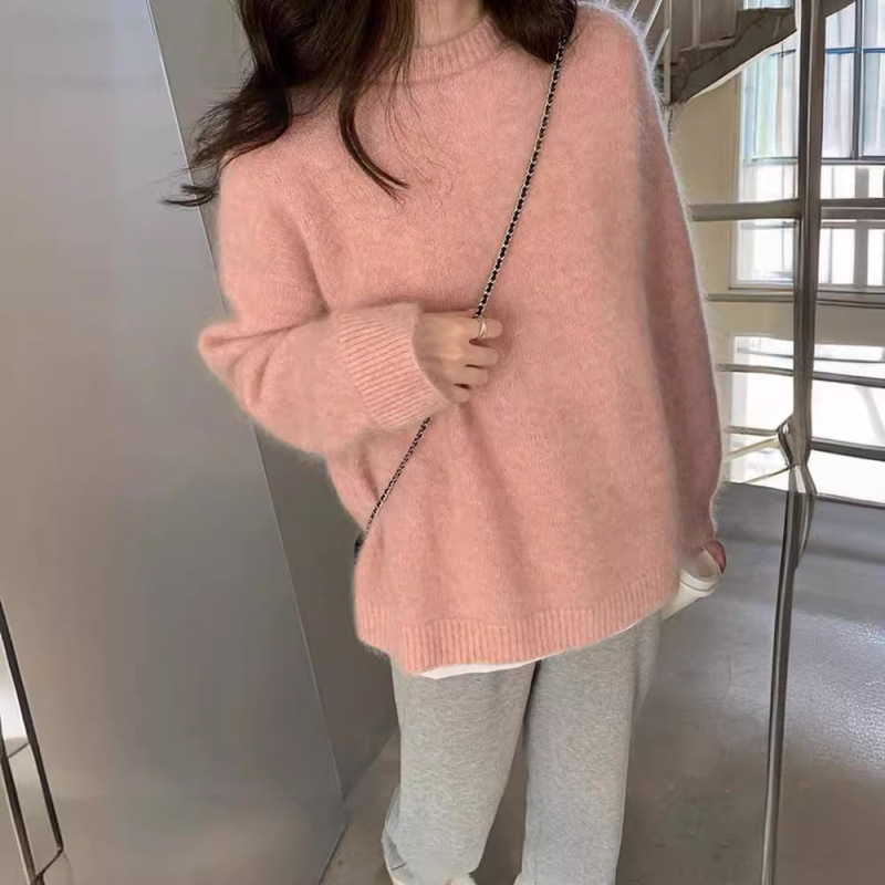 2026 New High-End Raccoon Fur Cream Peach Pink Sweater for Women, Winter Design, Niche Lazy Style 2026 New High-End Raccoon Fur Cream Peach Pink Sweater for Women, Winter Design, Niche Lazy Style