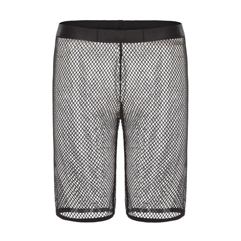 Mesh Sexy Men's Mid-Length Pants Hollow Sexy Sports Fishnet Five-Point Pants Translucent Pajamas Nightclub Stage Ds Table
