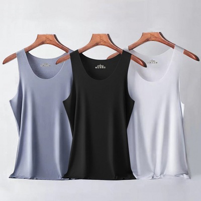 Borneol vest Men's It is slippery]man T-shirts No trace white ventilation Primer Youth motion Spring and summer