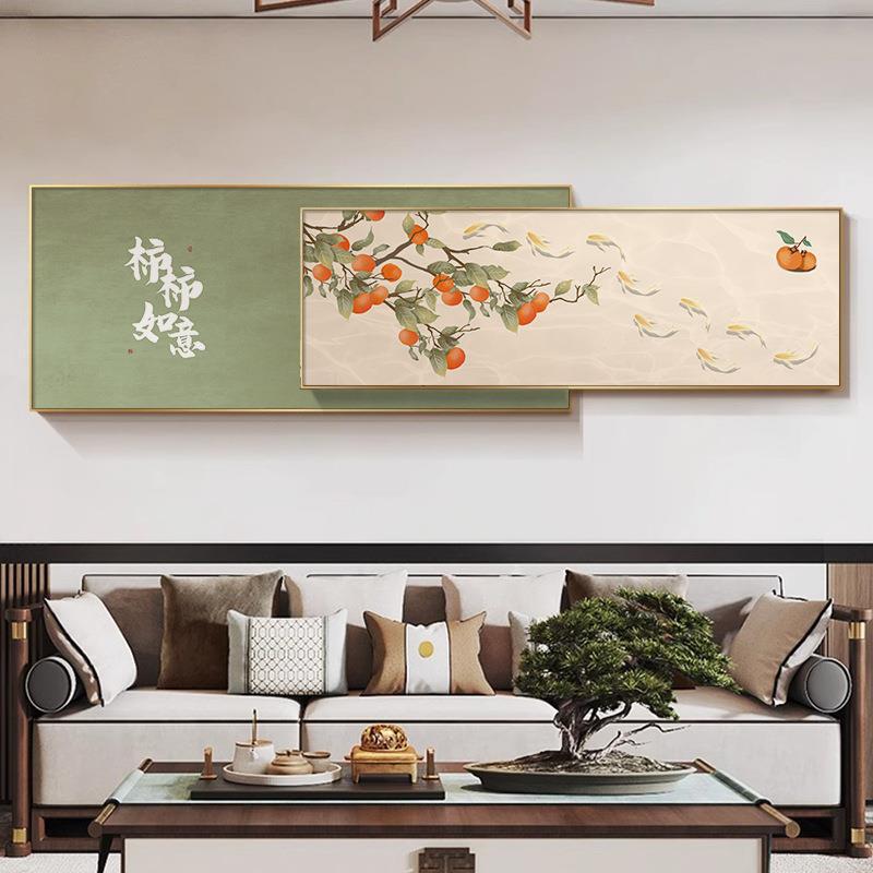 柿如意の中国風リビングルーム装飾絵画、万事興ソファの前景壁掛け絵画、雰囲気のあるベッドサイド壁画|undefined
