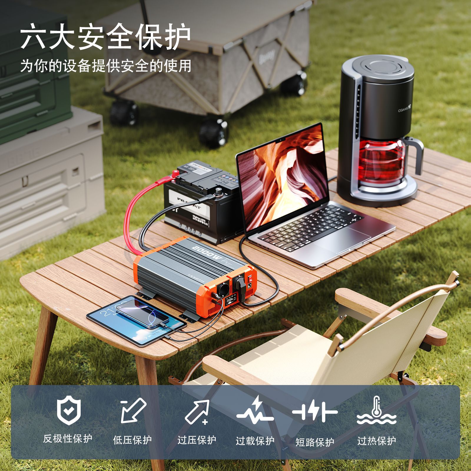 Inversor de onda sinusoidal pura potencia completa 2000W3000W12v24v48V a 220V convertidor de camión doméstico