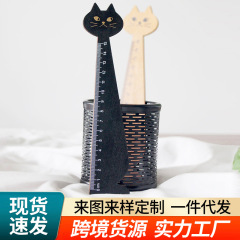 クロスボーダー韓国語版学生文具木製ハンドブック定規描画スケールクリエイティブかわいい猫木製定規