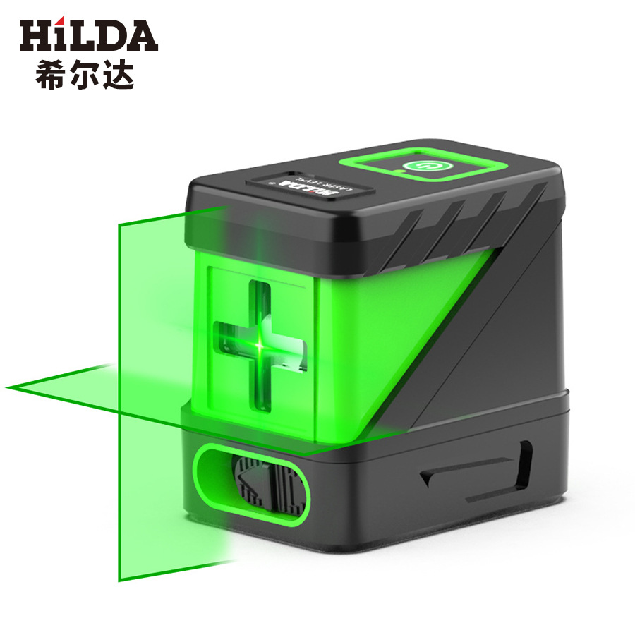 Hilda 2-Línea de Luz Verde pequeña Luz de nivel portátil línea delgada mini nivel láser