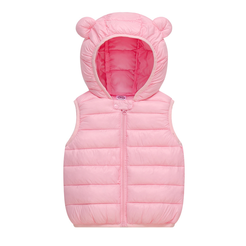 Ropa para niños 2025 nuevo estilo de dibujos animados de algodón con capucha chaleco estampado color caramelo abrigo de bebé ligero para niños