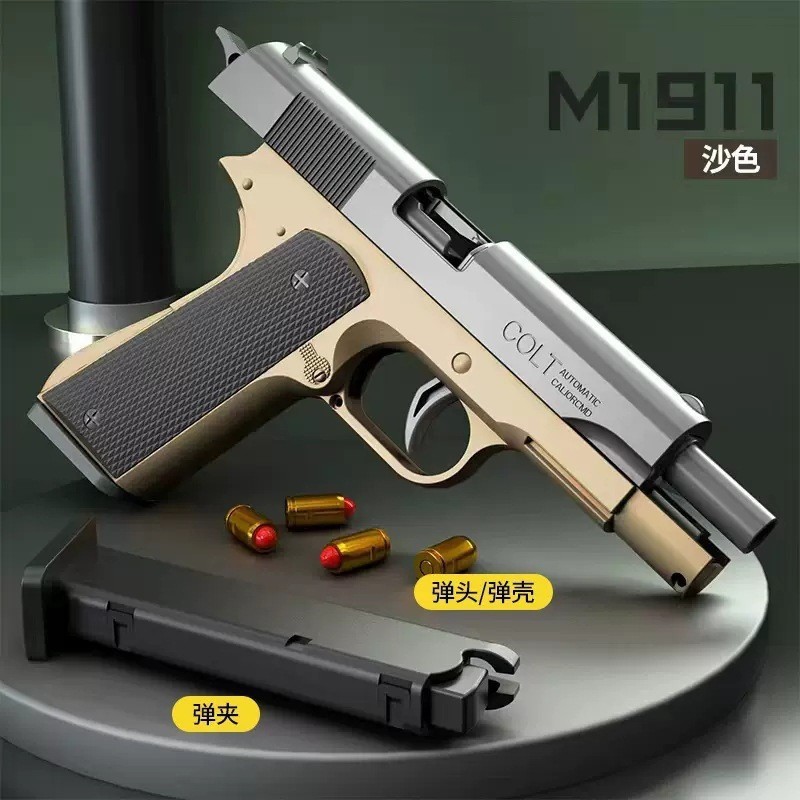 Pistola de bala suave de revólver de disparo continuo, pistola de juguete para niños, bala de un botón, pistola de descascar, modelo de disparo continuo para niños