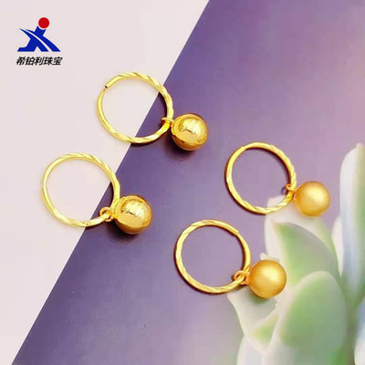 批发黄铜镀金哑光光面圆珠耳坠女仿黄金首饰品地摊夜市展销会货源