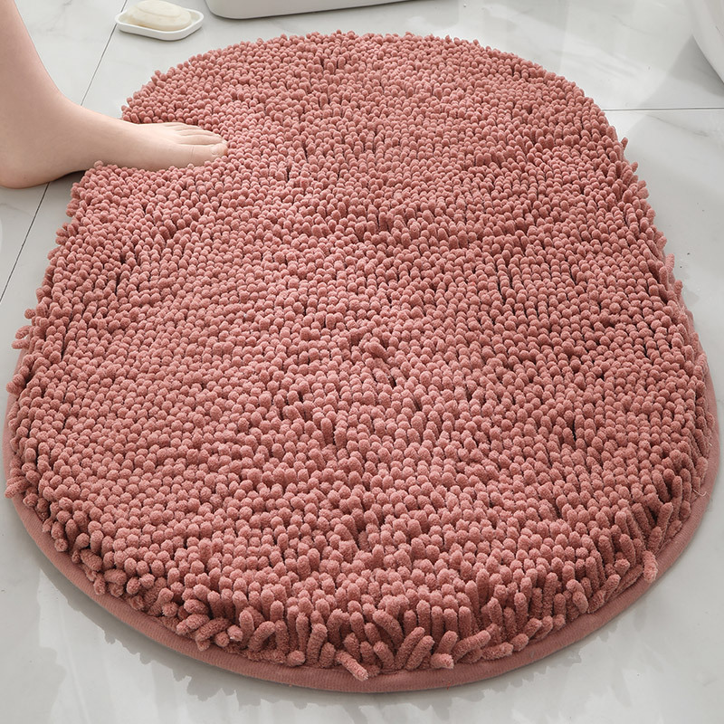 Alfombra absorbente de baño de chenilla ovalada Alfombra de pie de puerta de baño Alfombra antideslizante de entrada de baño Alfombra de dormitorio