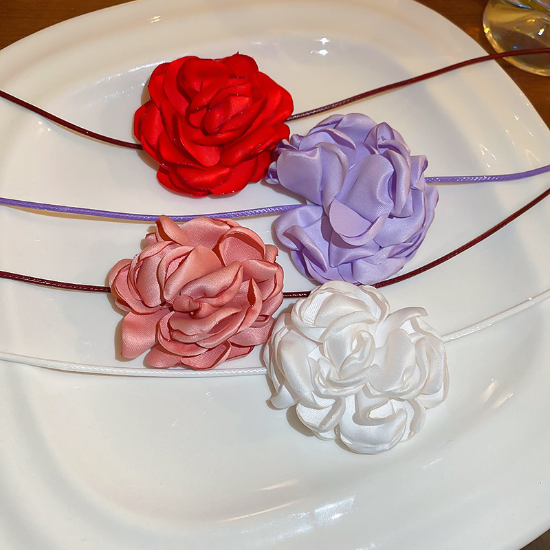 Wax rope Chain Material Sweet Flower Cloth Wax Rope Woven Chain Choker Wholesale