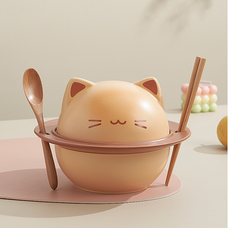 创意卡通烤面包小猫系列泡面碗面包杯碟餐具套装学生宿舍家用送礼|undefined