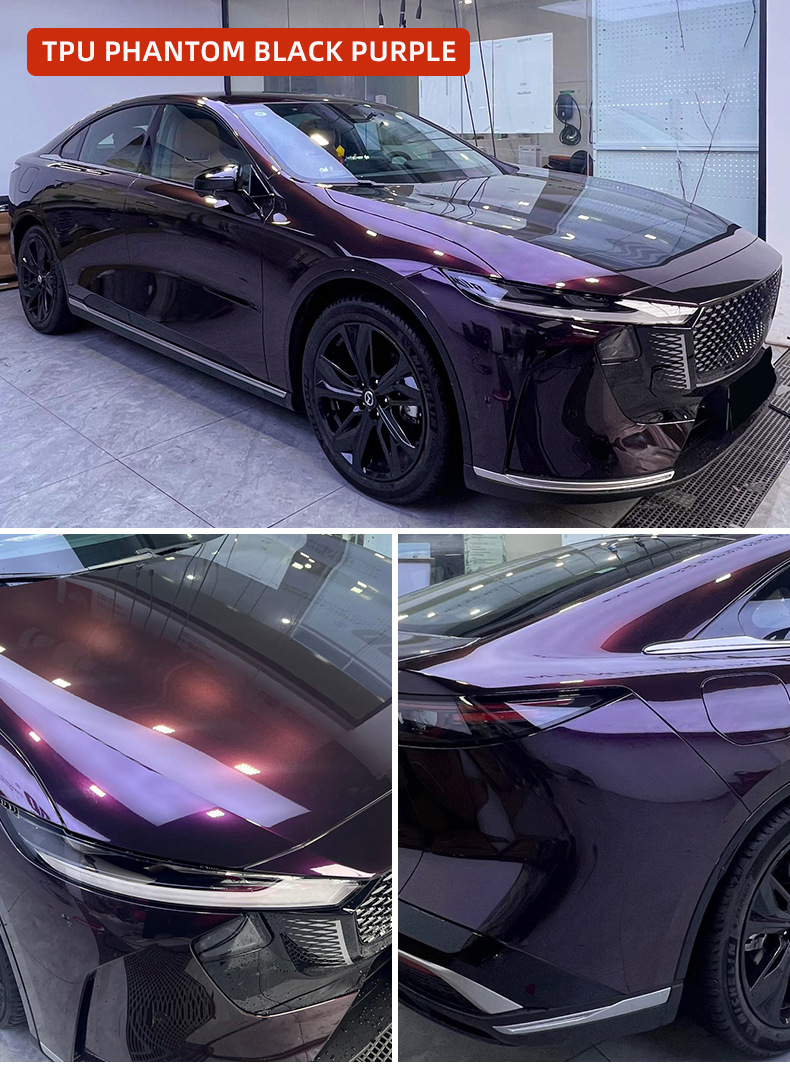 Ultra-bright metallic black fantasy purple PPF TPU self-adhesive glossy paint protection film, color change film, scratch-resistant self-healing car body film