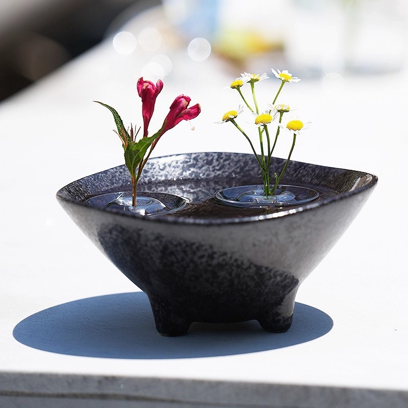 漂浮花插新款简约侘寂风插网红花器鲜花皿花盆花瓶客厅布置水培器|undefined