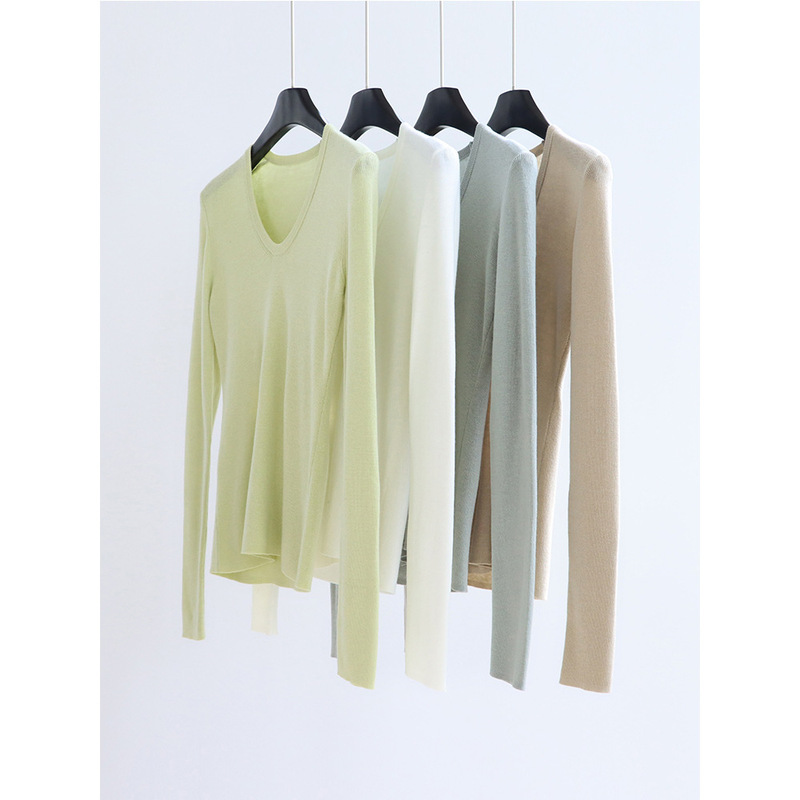 Running Volume 14-Needle Autumn and Winter Small U-Neck Knitwear Bottoming Slim Wool Blbottomed Inner Wear Women's Long-Sleeved Knitwear Versatile Running Volume 14-Needle Autumn and Winter Small U-Neck Knitwear Bottoming Slim Wool Blbottomed Inner Wear Women's Long-Sleeved Knitwear Versatile