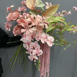 豆沙粉灰粉色脏粉色假花绢花婚礼仿真花路引花婚礼堂吊顶绣球道具