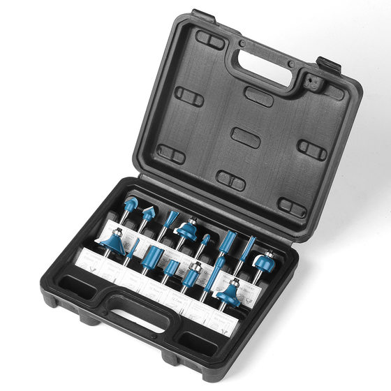 1/4 handle 15 piece set woodworking milling cutter suit trimming machine cutter head bakelite slotting milling cutter straight cutter