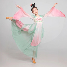 磁武儿童中国舞蹈服飘逸齐胸汉唐纱衣女童古典舞扇子舞演出服装大