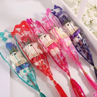 Creative cartoon bear bouquet Teacher's Day Valentine's Day gift simulation soap rose Company Festival small gift