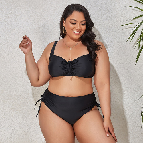 Women's Split Bikini Swimwear, European and American Sexy Style, Bra-Free Triangle Swim Top with Pads