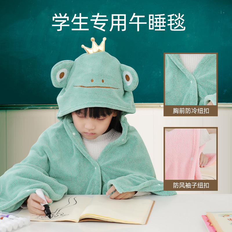 Wholesale Children's Bath Towel Coral Fleece Hooded Absorbent Multi-Use Cape Nap Blanket Baby Bath Towel Cartoon Style Poncho