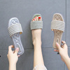 2022 summer new pattern Large Women's Shoes leisure time Ladies wind Pearl one word Low-heel A pedal sandals