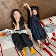 韩国童装女童宽松休闲连衣裙2025夏季新款女宝宝洋气牛仔裙子外贸