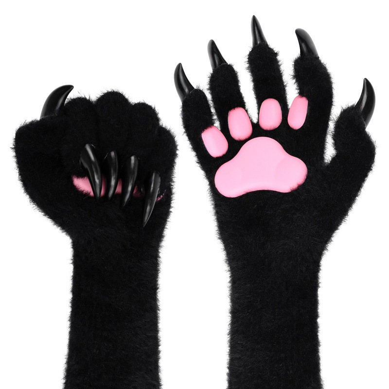 Cross-Border Halloween Silicone Flesh Pads Long Gloves Long Nails Beast Claw Gloves Halloween Cos Ghost Claw Props