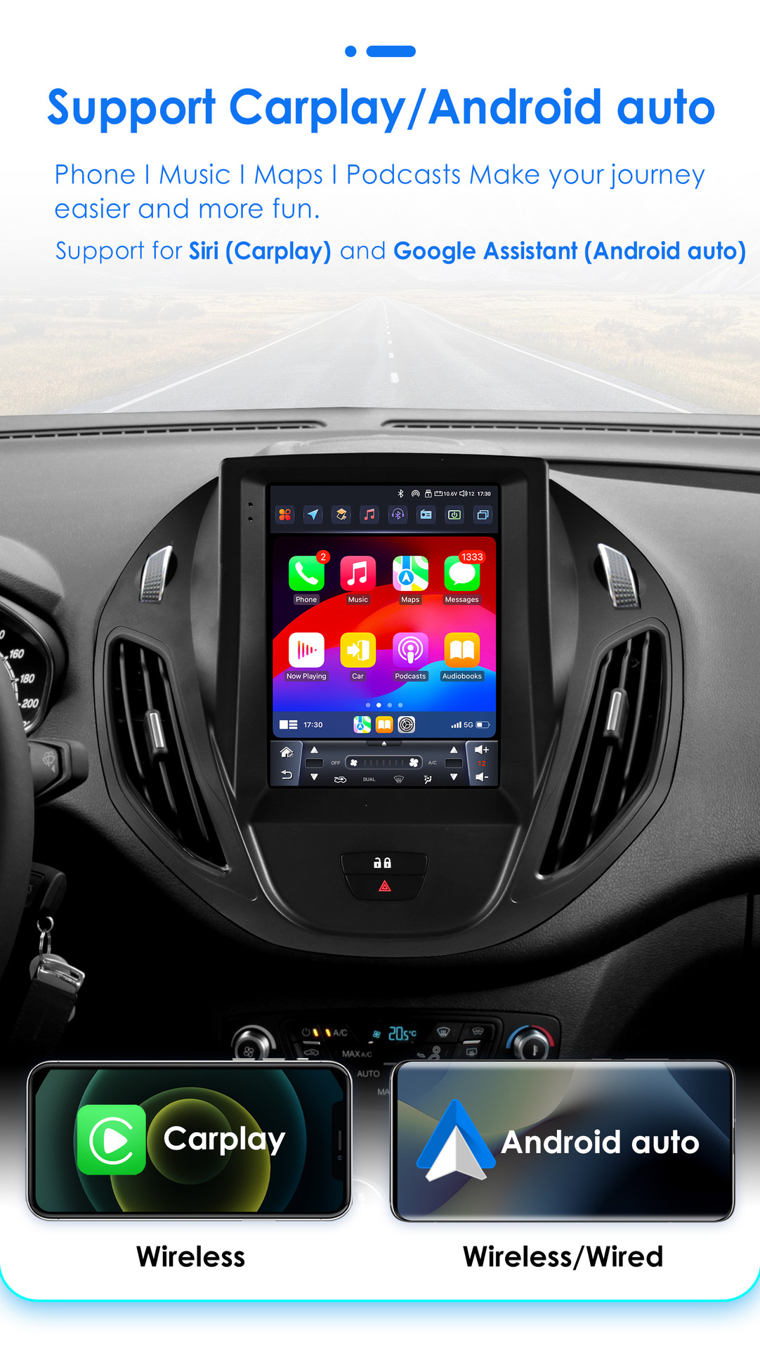 Suitable for 13-21 Models of Ford Tourneo, Vertical Screen Android 9.7inch Car Gps Navigation