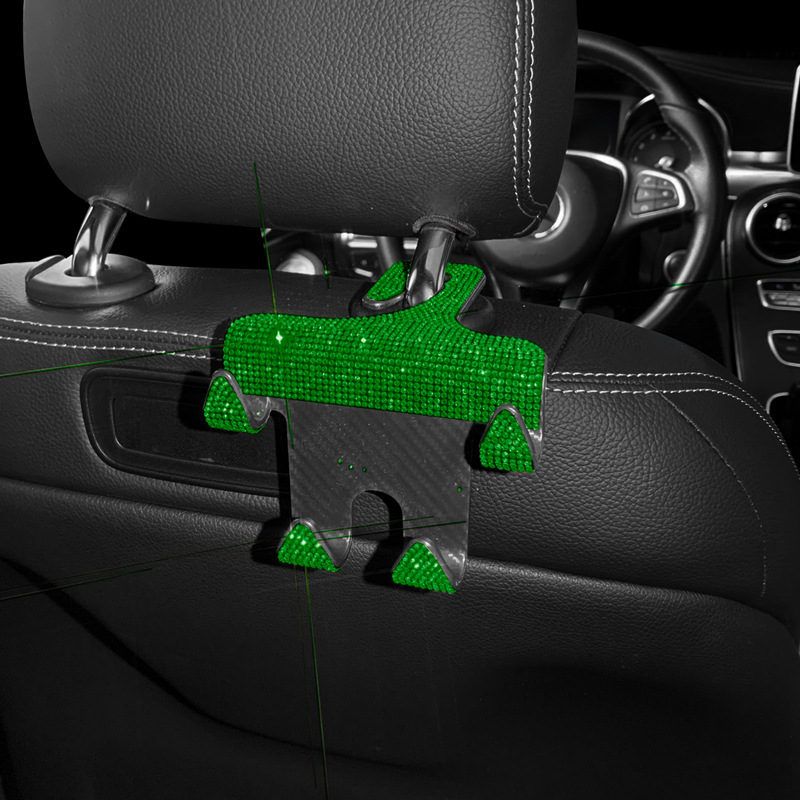 Nuevo coche diamante incrustado multi-funcional doble gancho coche creativo trasero reposacabezas gancho titular del teléfono móvil para el coche