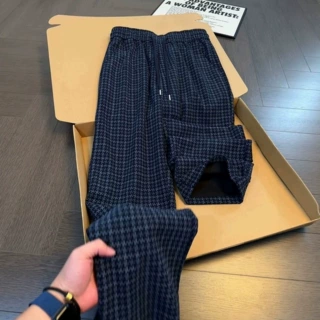 秋季新款男士格子宽松阔腿裤设计感休闲慵懒风显瘦百搭直筒长裤男