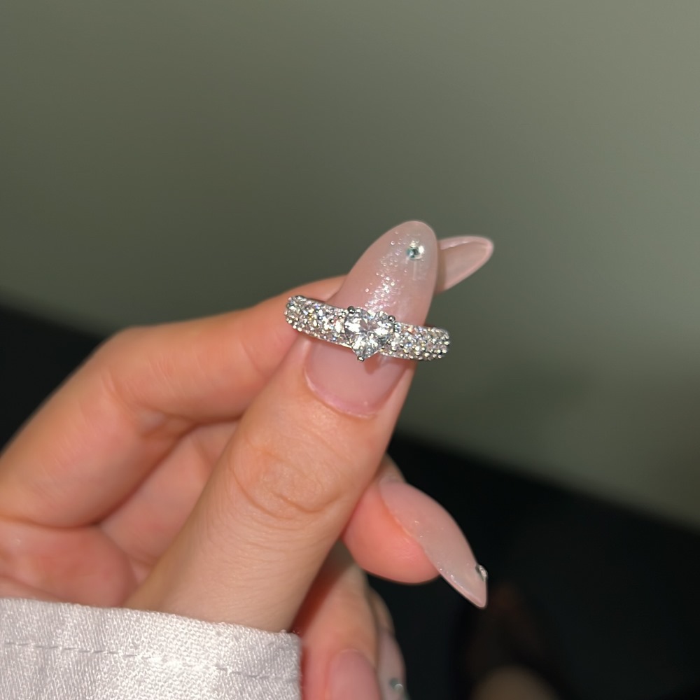 3g Weight Zircon Inlay Material Rings Classification 5, 9 Ring Size Banquet, Daily Occasion 925 Sterling Silver Material Heart Shape Pattern 2025 Spring and Summer Season Women's Gender Plating Design Elegant, Simple Style Style 925 Sterling Silver Zircon Heart Shape Rings 925 Sterling Silver Rings 33