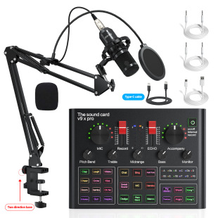 Cross-Border Exclusive Supply of Bm800 Mobile Phone Sound Card Live Streaming Complete Set, Computer Microphone Sound Card, E-Sports Game Sound Card