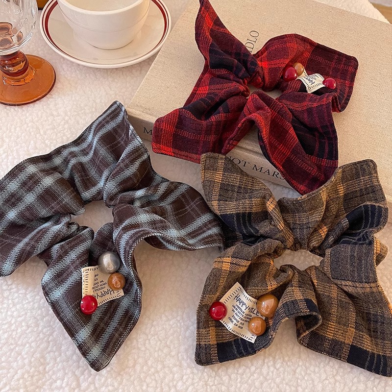 Otoño y invierno coreano temperamento cuadrado toallas para el cabello de niña anillo estilo académico de alta elasticidad correa de cabello nueva cuerda de cabello