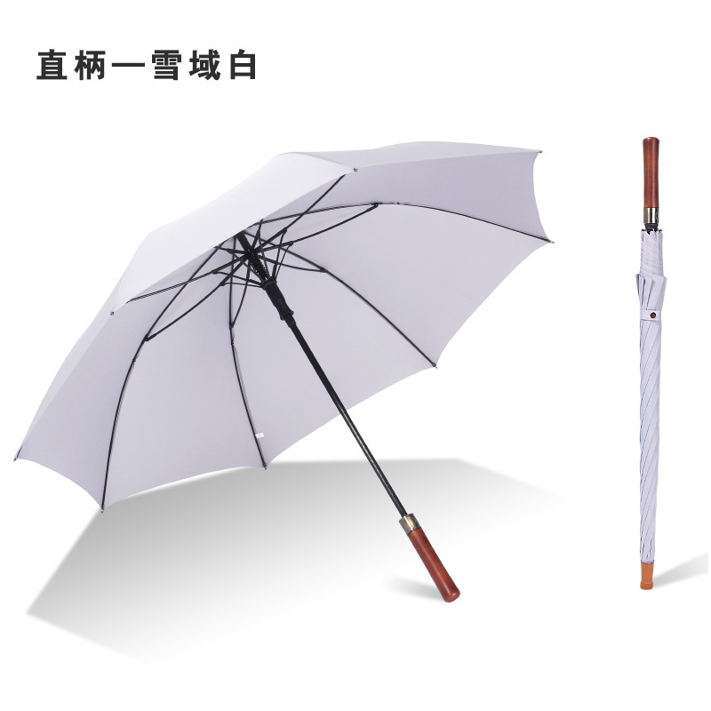 ゴルフレトロ無垢材ハンドルストレート骨傘大型ダブルゴルフ晴雨兼用広告傘ロゴ印刷可能|undefined