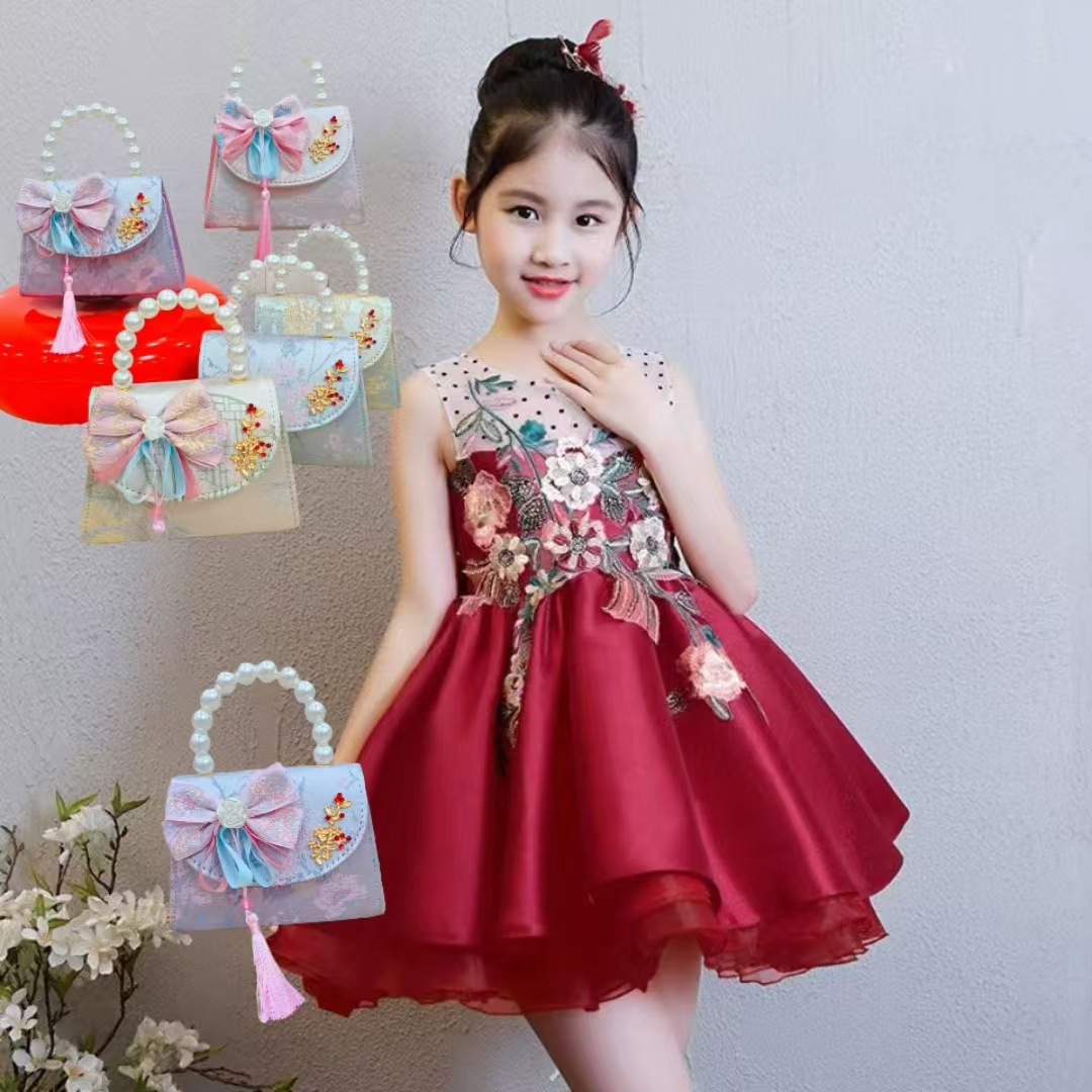 Niños pequeños bolsos de hombro de viento de fragancia de alta calidad exquisita niña antigua bolso de cambio princesa perla bolso de mano