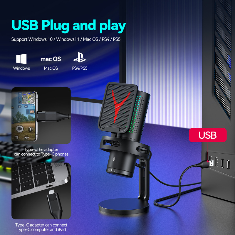 新発売の人気商品 コンデンサー ゲーミングRGBマイクGM7 ストリーミング|undefined