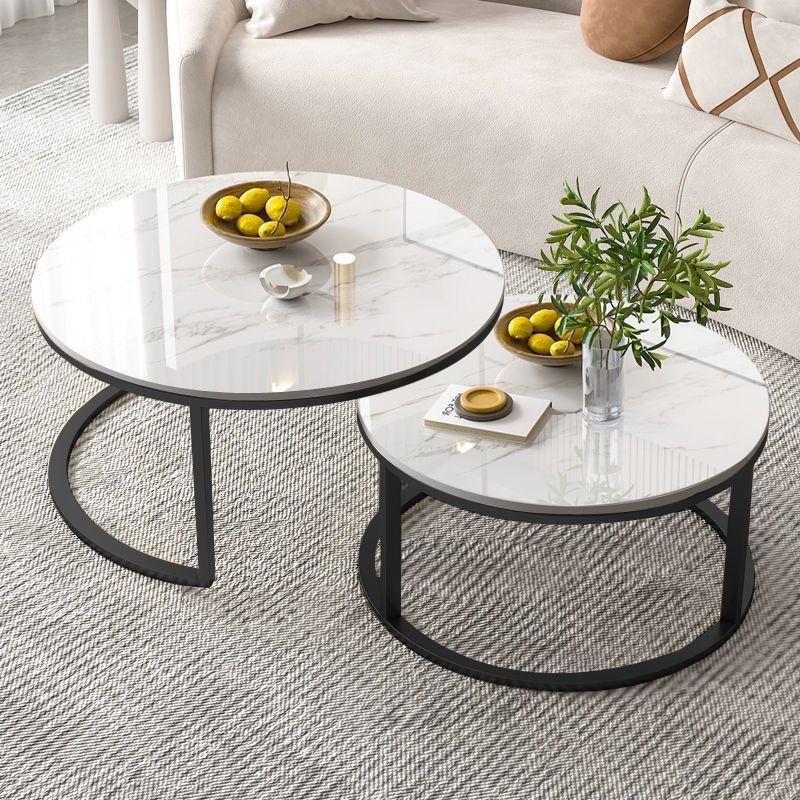 Luz y lujo moderno y simple nórdico brillante tablero de roca de alta calidad mesa de té gabinete de televisión combinación de pequeña casa mesa redonda image 22