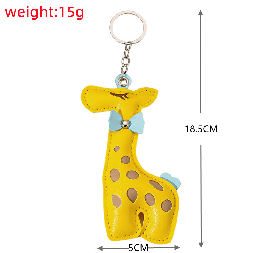 19g Weight Cartoon Style Cute Giraffe Pu Leather Metal Unisex Keychain