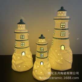 创意纪念品陶瓷摆件灯塔烛台礼品家居工艺品日式杂货定制批发