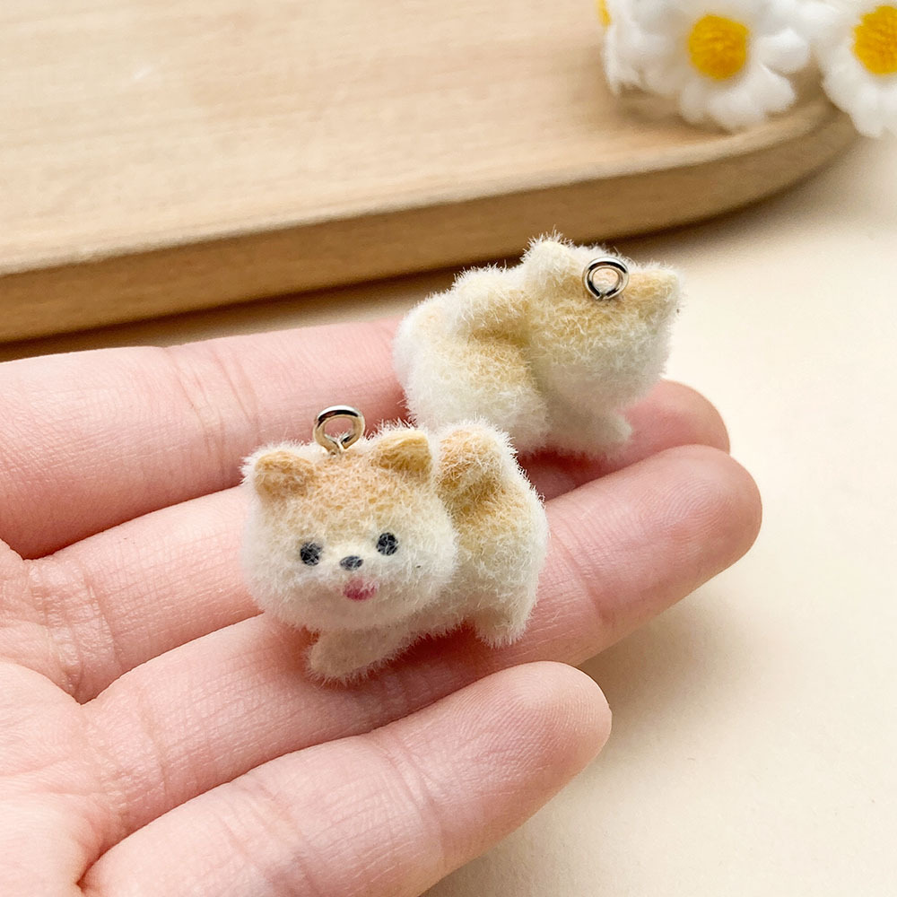 흰색 갈색 노란색 수지 무리 동물 달리는 강아지 24x20mm-23140-3.55g 1개