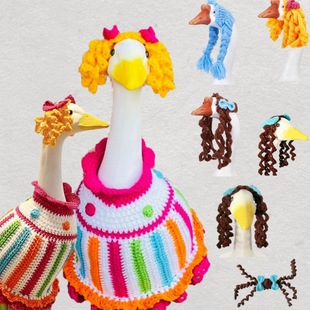 Amazon Cross-border New Handmade Knitted American Goose Wig Creative Pet Hat Cute Pet Decoration