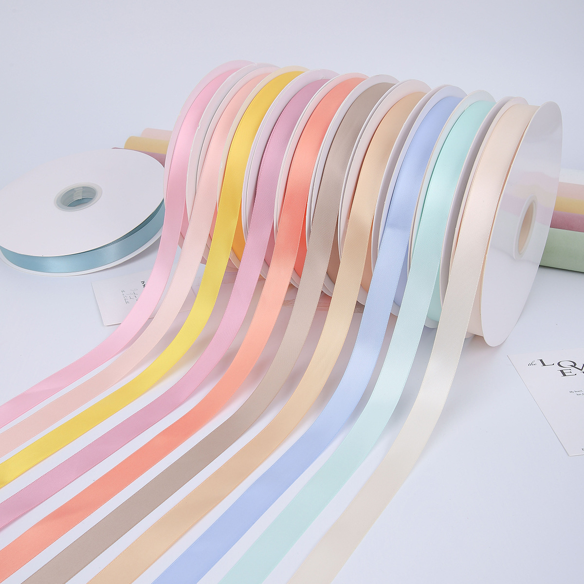 100 yardas de cinta de poliéster de doble cara cifrado cinta de color puro regalo de paquete de flores flores flores