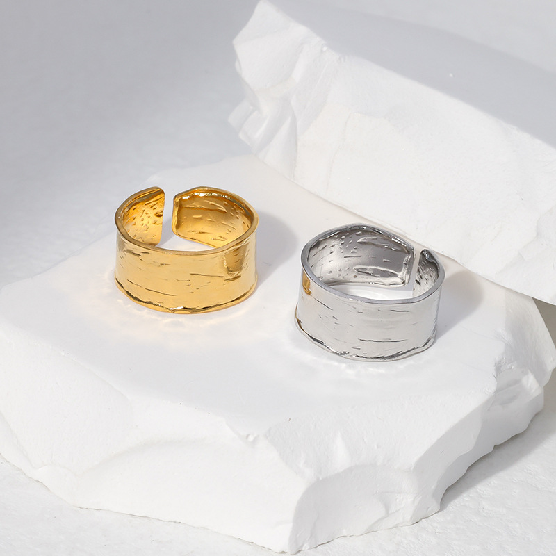 Retro Geometric Solid Color Stainless Steel Rings 1 Piece