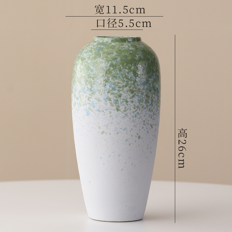 New Chinese Ceramic Vase Home Living Room Decorative Ornaments Hallway Insert Flowers Big Diameter Container Wholesale