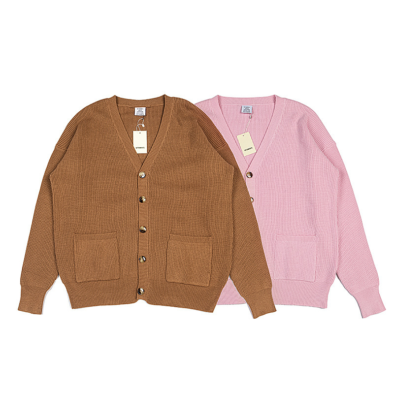 Foreign Trade Cross-border New Style VTM Vite Cute Simple Fashion Versatile Cardigan Knitted Men's and Women's Clothing Sweater Long Sleeves