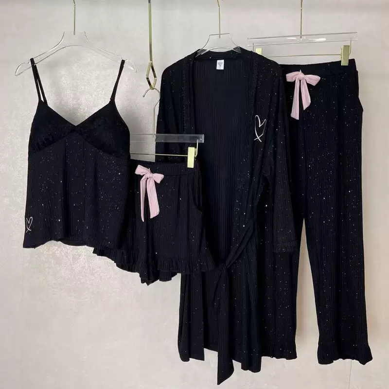 (Cross-border trading), lace set, pijama, top with cups, Amazon, 4 piece set