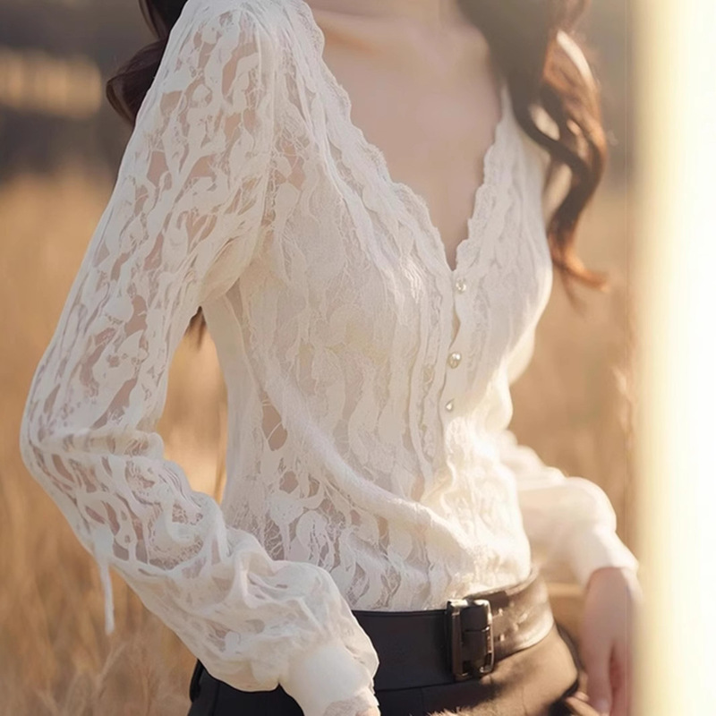high quality! Light Luxury High-end Lace Shirt Women's Spring New Unique Chic Fashion Shirt Elegant Top high quality! Light Luxury High-end Lace Shirt Women's Spring New Unique Chic Fashion Shirt Elegant Top