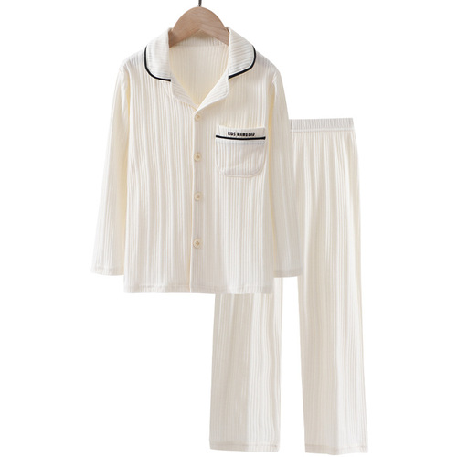  New Korean Style Children's Parent-Child Home Clothing Set Lapel Cotton Boys and Girls Pajamas Set Autumn and Winter